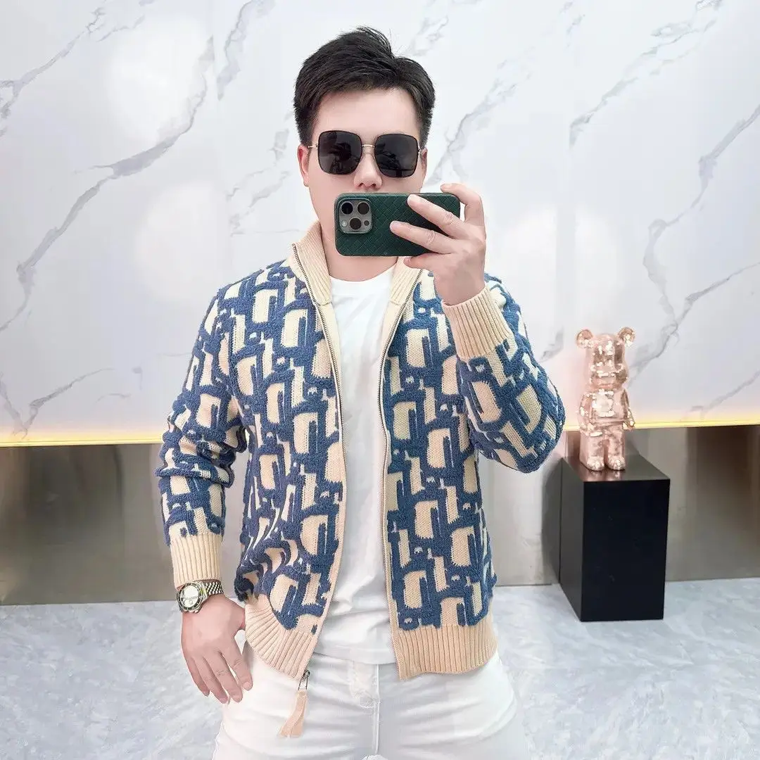 

Men's Lightweight Embroidered Spring Autumn Casual Knitted Sweater Pure Color Versatile Open Cardigan Faionable Comfortable