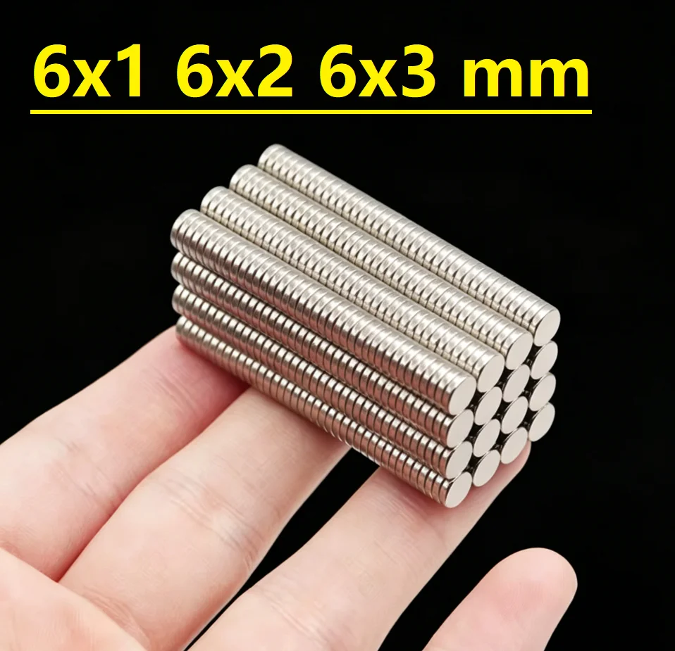 6x1/6x2/6x3mm-20/50/100pcs Circular Refrigerator Magnets Widely Used in Offices DIY Whiteboard, Kitchen Tool Storage Nail Art
