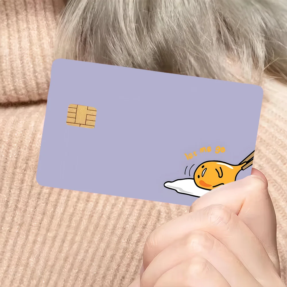 ملصقات جلدية لبطاقة الائتمان الكرتونية G-Gudetama لبطاقة البنك والحافلة المتروية ملصق مقاوم للماء هدية للنساء