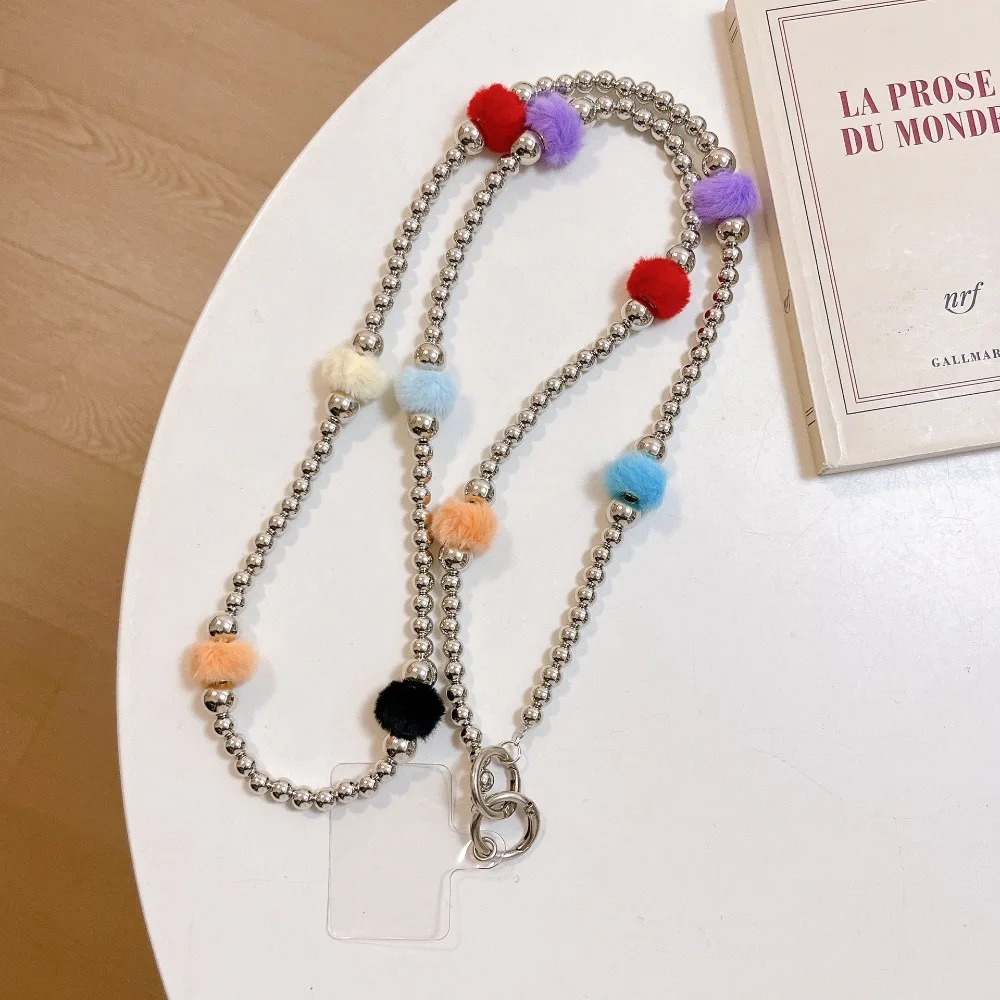 

Hairy Balls Crossbody Phone Strap Bag Chain Hanging Rope Mobile Phone Lanyard Charm Long Phone Neck Straps Phone Case Hanging