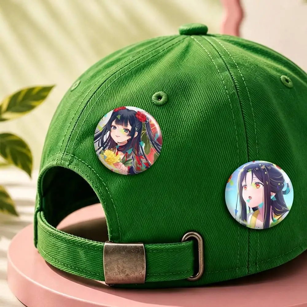Kou Reirin Though I Am an Inept Villainess Round Brooch Pins, Personalized Badges With Broken Glass Design Fashion Accessory