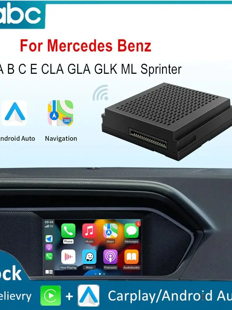 CARABC Drahtloses Carplay Android Auto GPS-Navigationsgerät für Mercedes Benz A B C E CLA GLA GLK ML Sprinter NTG4.5 Becker Modul