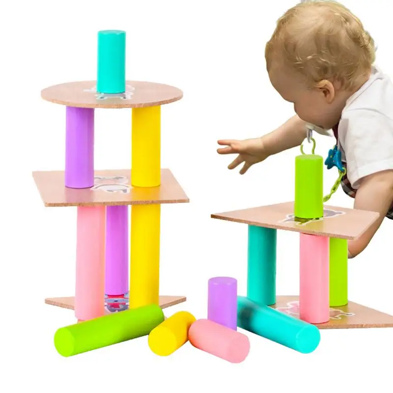 

Cylinder Building Blocks Balanced Cylindrical Building Blocks Stacking Toy Set Sensory And Montessori Toys Colorful 3D Shapes