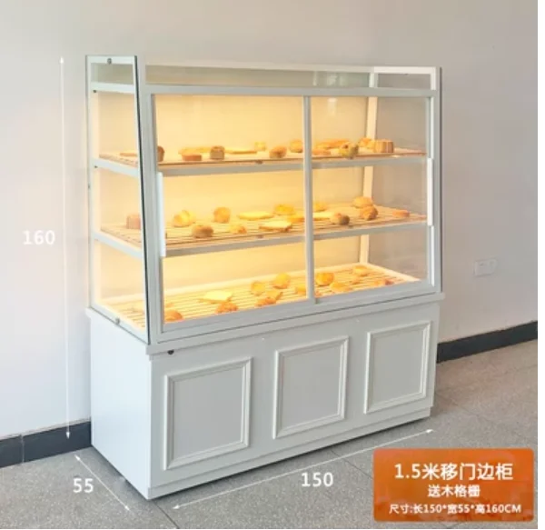 Cake shop display cabinet Bread cabinet Top bag display cabinet Side cabinet Island cabinet Glass commercial baking bread rack d