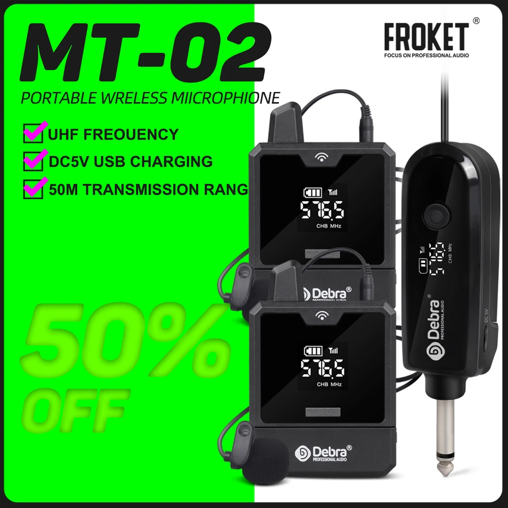 FROKET MT102 UHF Wireless Speaker Microphone Transmitter Receiver 501~599mHz  for Stage Music Audio Monitoring Live Broadcast