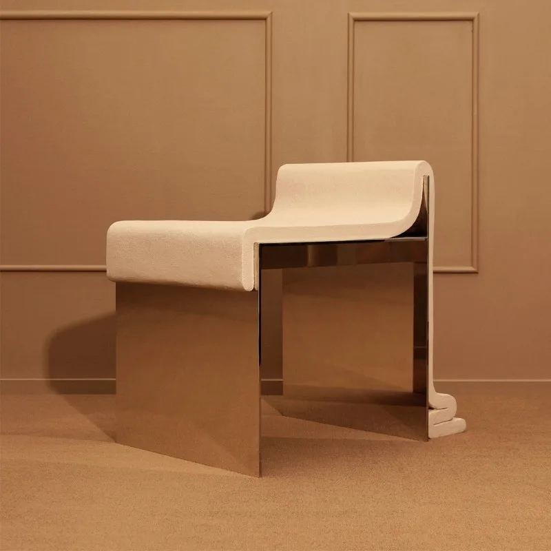 Model house villa modern simple chair small apartment living room stainless steel small seat
