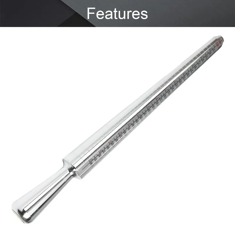 HK Metal Ring Gauge Mandrel Finger Size Measuring Stick Sizer Tool for Jewelry DIY Craft Ring Sizing Supplies