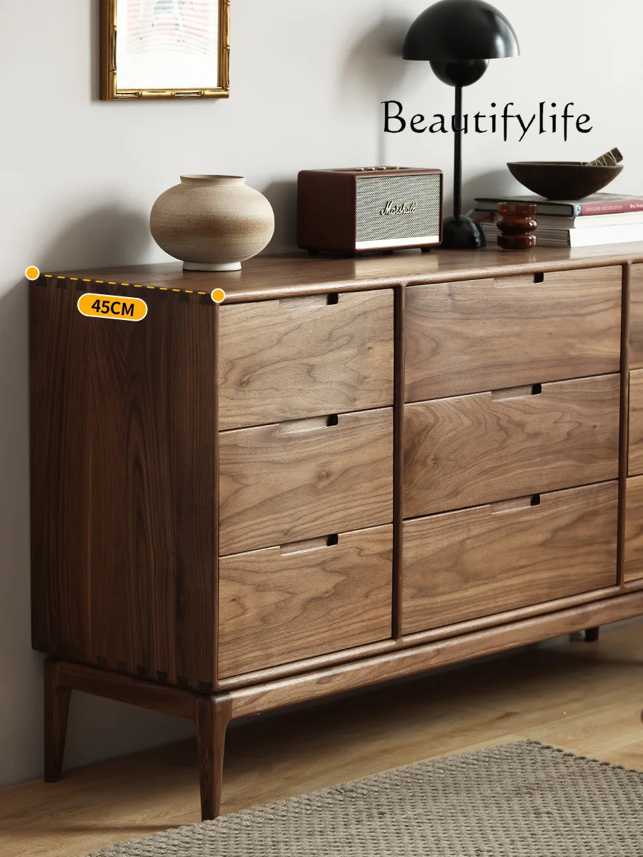 Nordic Solid Wood Antique Style Nine-Drawer Cabinet Household Minimalist Storage Cabinet