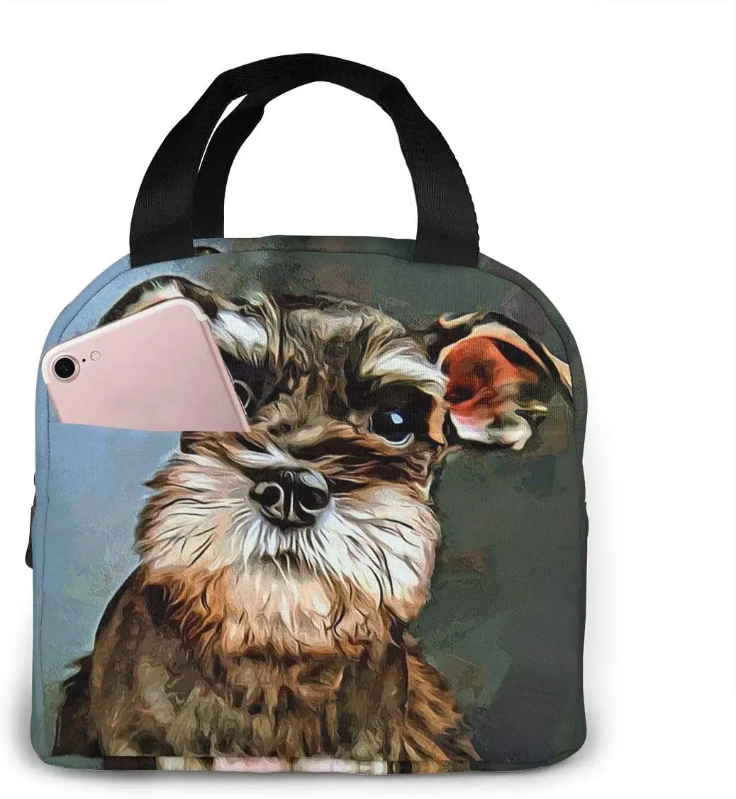 Cute Dog Lunch Bag Cooler Bag Women Tote Bag Insulated Lunch Box Water-resistant Thermal Soft Liner Lunch Container for Picnic