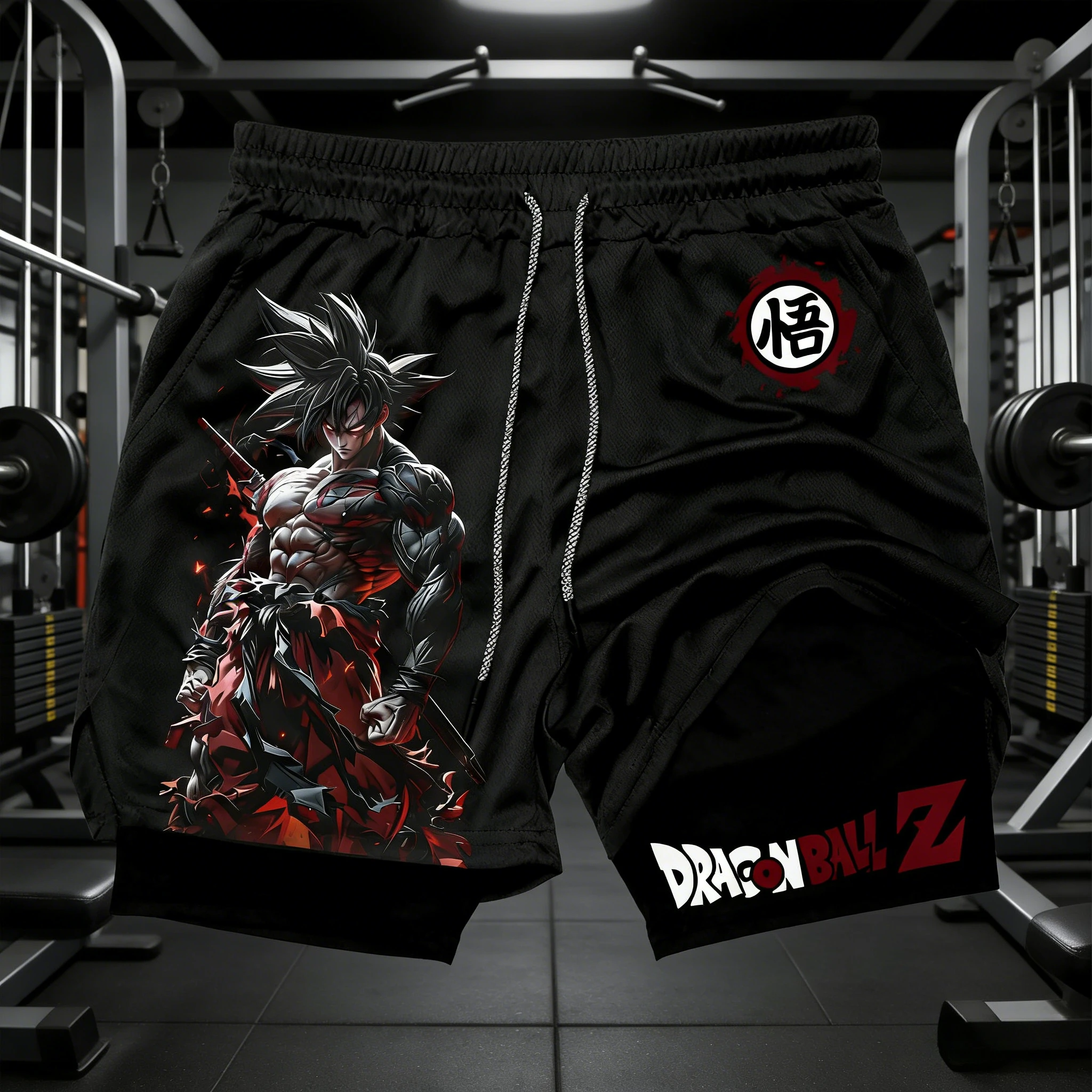 

Летние мужские шорты Dragon Ball 2026 с двойным слоем, принтом персонажей Гоку и Ву, быстросохнущие, оверсайз, для спорта и тренировок, Y2K