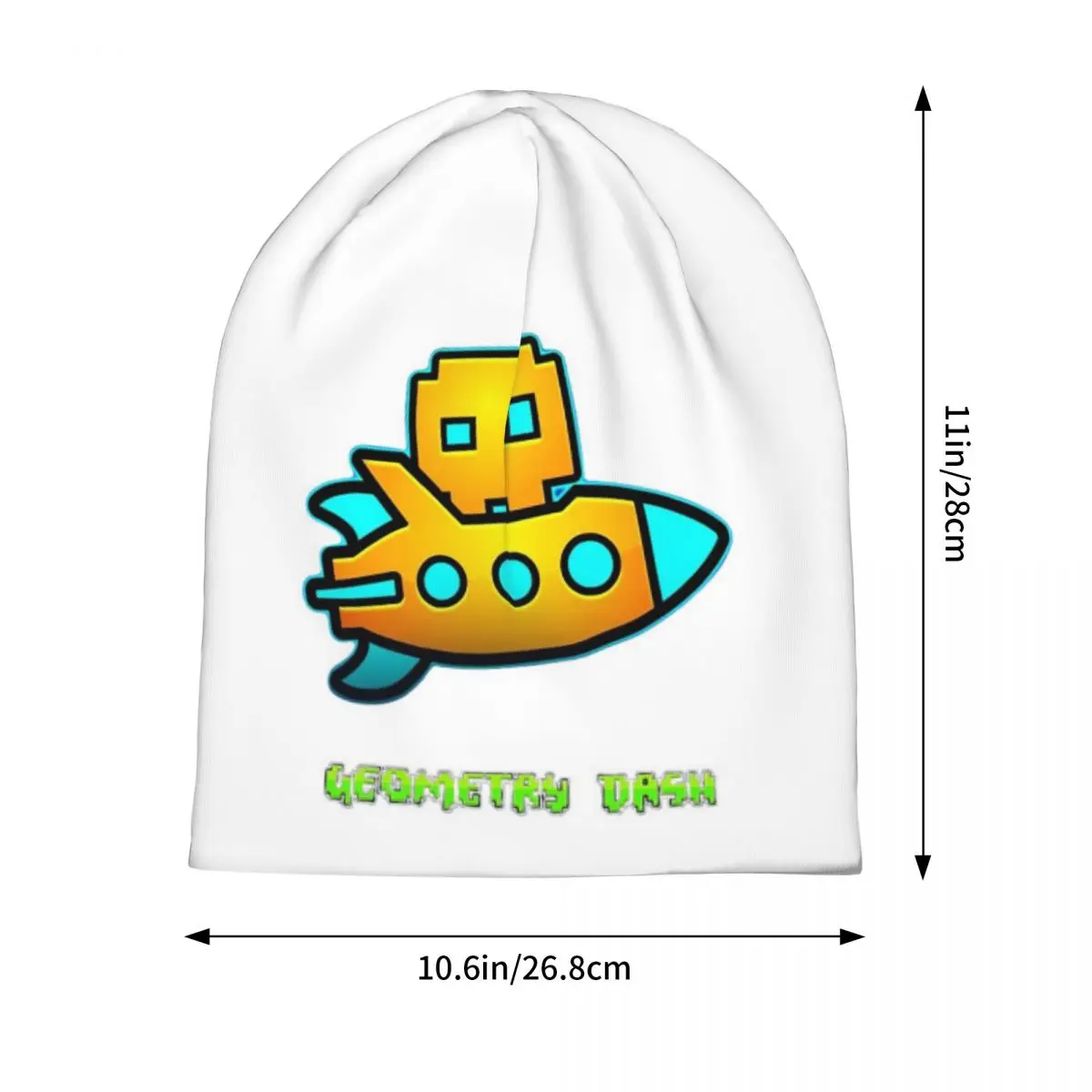Video Game Geometry Dash  Men Women Adult Beanies Caps Knitted Bonnet Hat Warm Hip Hop Autumn Winter Outdoor Skullies Hats