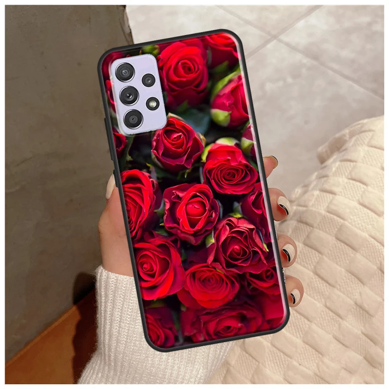 Bright Red Roses Flowers Case For Samsung Galaxy A14 A34 A54 A12 A22 A32 A42 A52 A13 A23 A33 A53 A50 A51 A71 Cover