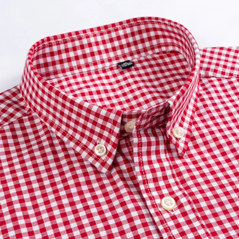 Men\'s 100% Cotton Plaid Stripe Short-Sleeve Button-Down Shirt for Summer Lightweight Breathable Comfortable Slim Fit Casual Wear