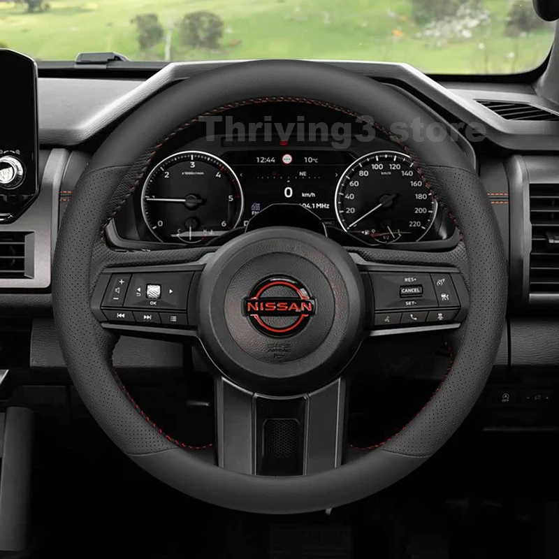 

Leather Car Steering Wheel Cover For Nissan Navara ST-X PRO-4X NP300 2015-2026 Auto Steering Wheel Nissan Navara Accessories