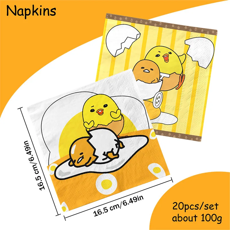 Gudetama An Eggcellent Adventure Theme Disposable Party Decoration Supplie Banner Tablecloth Napkin Kids Toy Packing Baby Shower