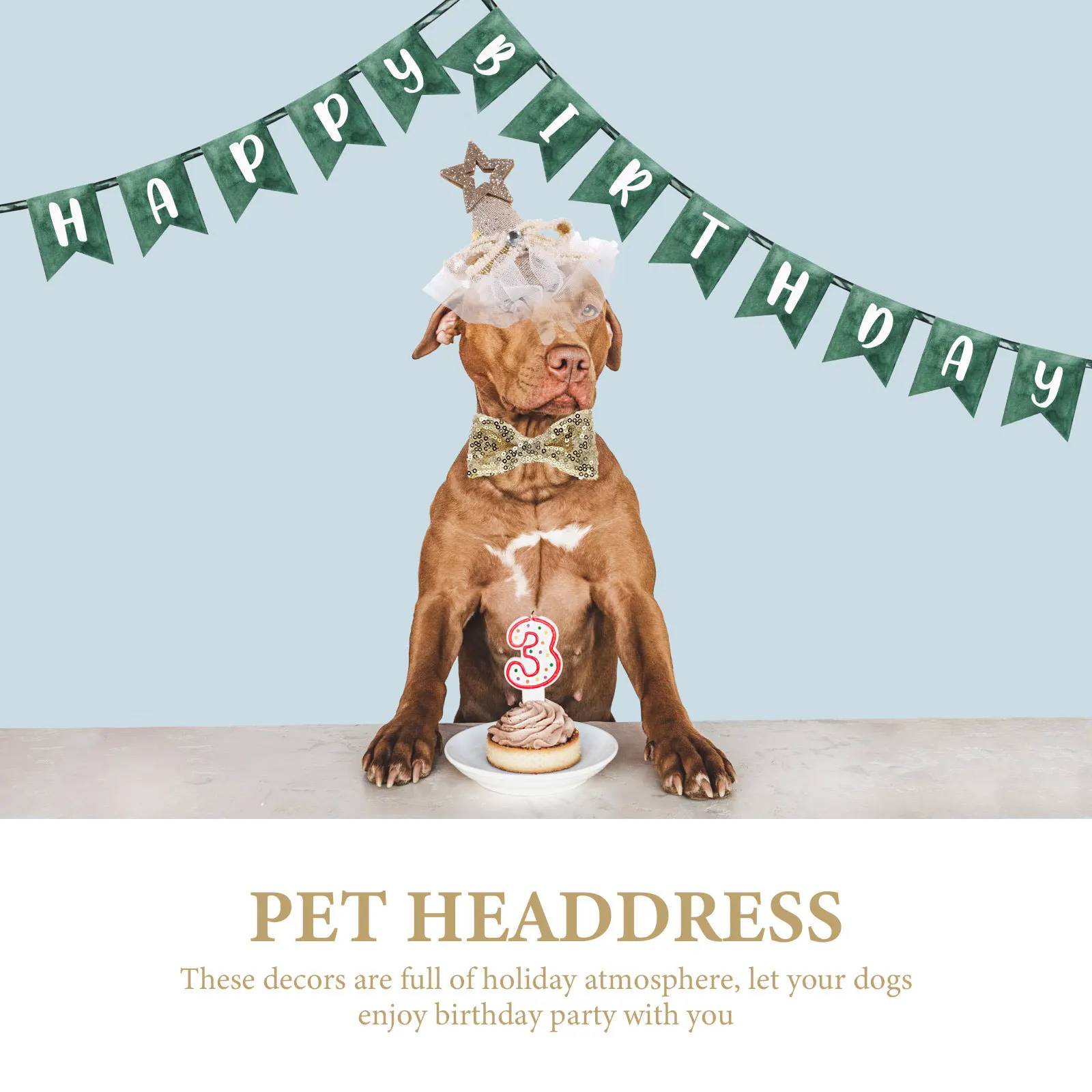 

1 Set Pet Birthday For Dogs Cats Puppy Grooming Decorative Hair Bowtie Headdress Party Accessories Costume Festival Style Easy