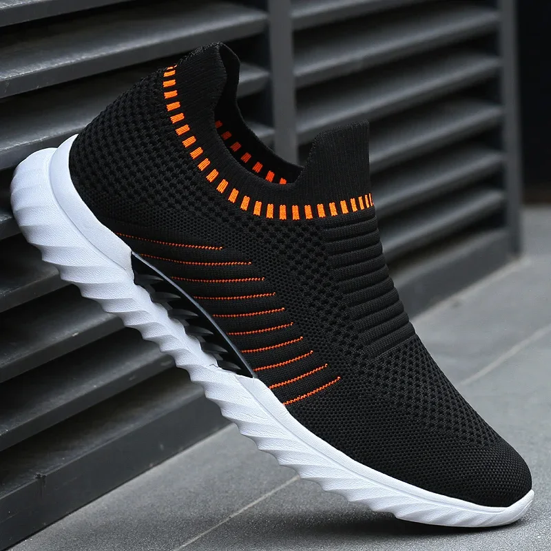 High Quality Brand Men's Fly Woven Mesh Shoes Anti Slip Outdoor Sports Leisure Shoes Men's Park Running Shoes Soft Sole