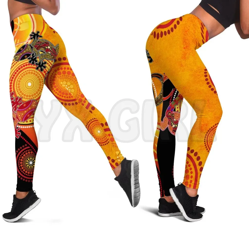 YX GIRL women's For Girl coppia Aboriginal lucertole Leggings stampati in 3D Leggings Skinny femminili elastici Sexy Leggings Yoga gotici