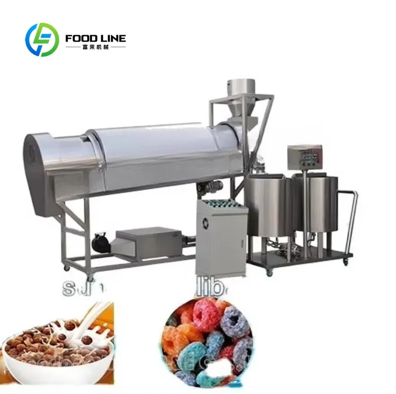 High Efficiency Coating Machine, Drum Breakfast Cereal Snack Food Coating Line