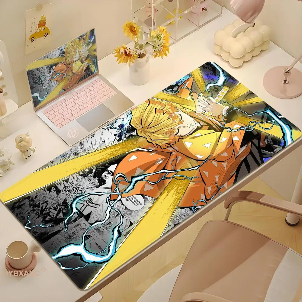 

Black And White Manga Mouse Pad Laptop Japan Anime Extended Desk Mat Cool Demon Slayer Zenitsu Mousepad PC Yellow Keyboard Rug