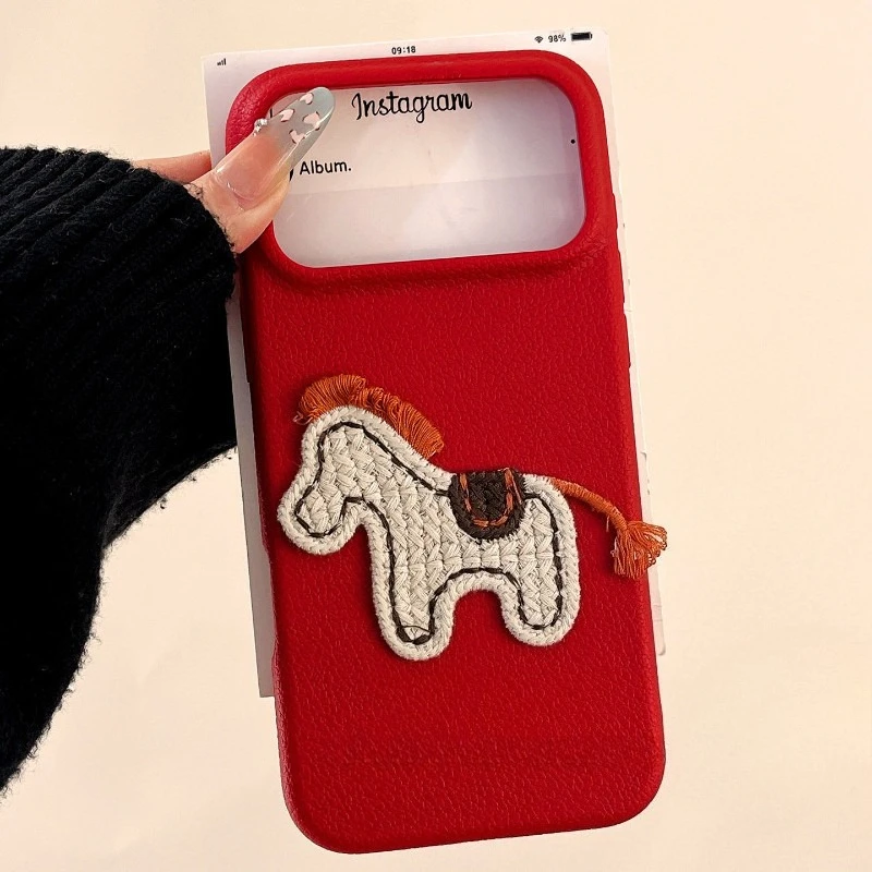 

New Year Plush Pony Phone Case For OPPO A79 A59 2023 A78 A58 A58x A77 A57 2022 A76 A36 A15 A15s Cute Shockproof Soft Back Cover