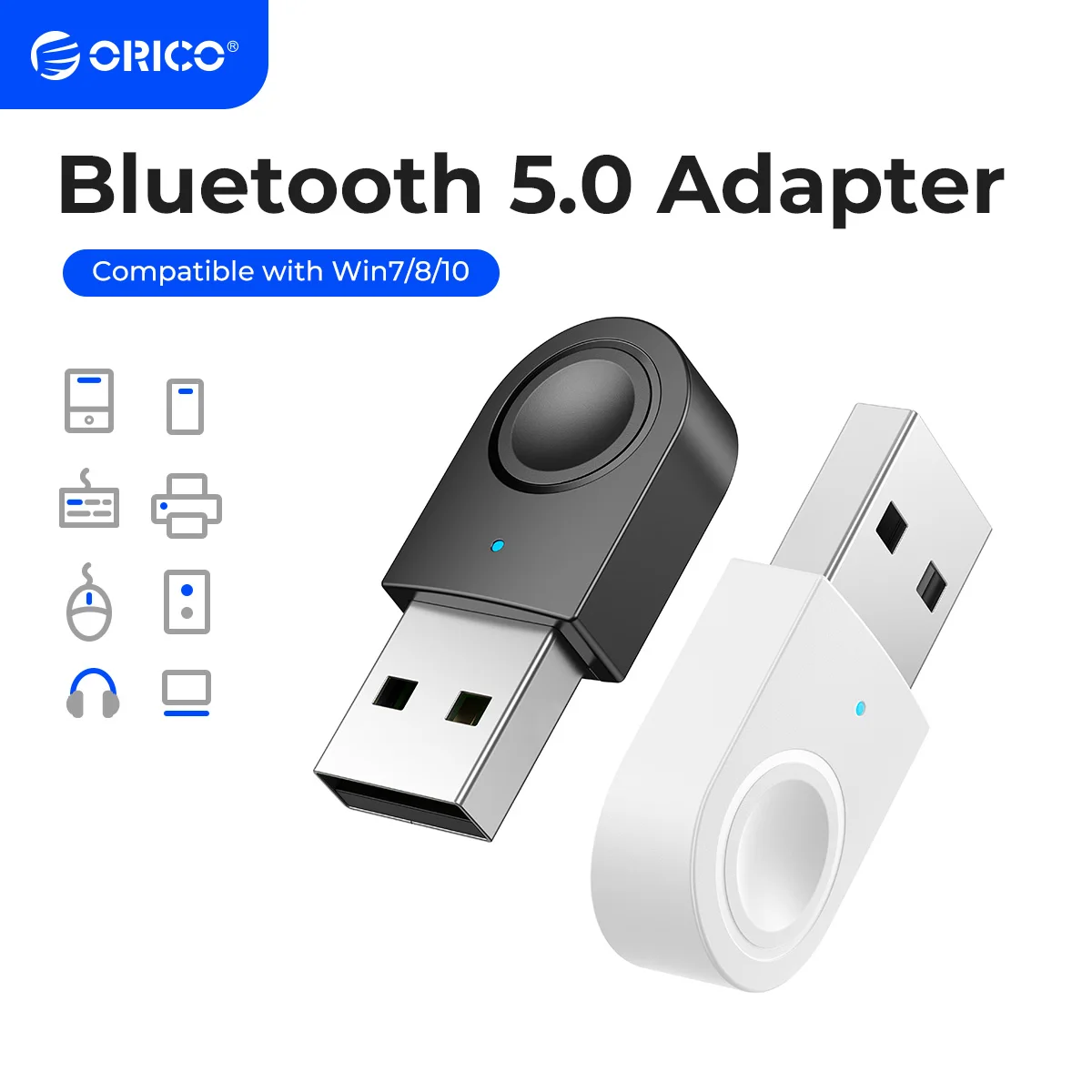 ORICO USB Bluetooth 5.0 Dongle Adapter Mini Wireless Mouse Music Audio Receiver Transmitter for PC Speaker Mouse Laptop