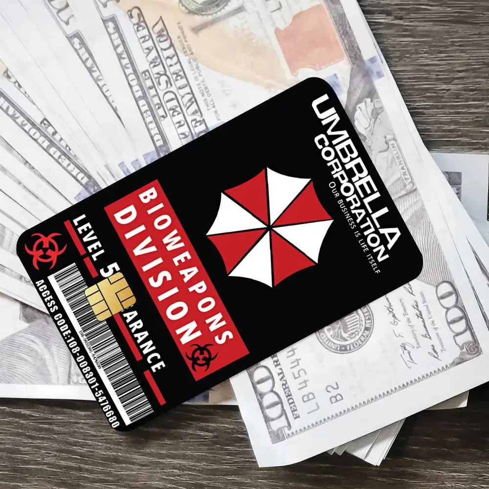لعبة R-Resident E-Evil ملصق غطاء الجلد الائتماني بطاقة ملصقات 4 قطعة فيلم حافلة تمرير الجبهة الديكور البنك الخصم مقاوم للماء