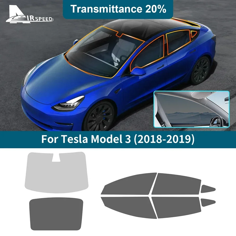 

Pre-Cut Car Window Privacy Tint Film For Tesla Model 3 Model3 2018 2019 Auto Sticker Foils ceramic solar UV Protector films