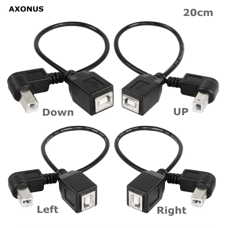 USB 2.0 Type-B Printer Cable,  USB B Female to  UP Down Left Angle & Right Angle B Male Printer Extension Cable