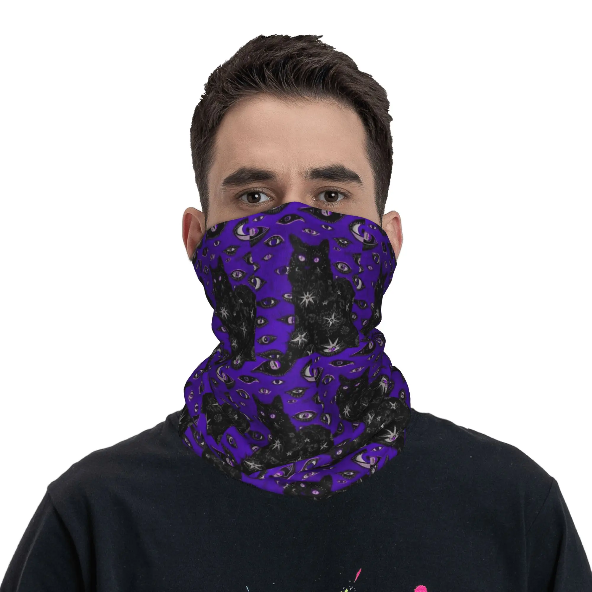

Cat Eyes Witch Bandana Neck Cover Printed Wrap Scarf Balaclava Riding Unisex Adult All Season