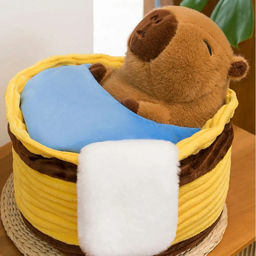 Fluffy Plush Capybara Plush Toy Brown Plush Animal Cartoon Capybara Cotton Doll Soft Cute Capybara Stuffed Doll Room Decor