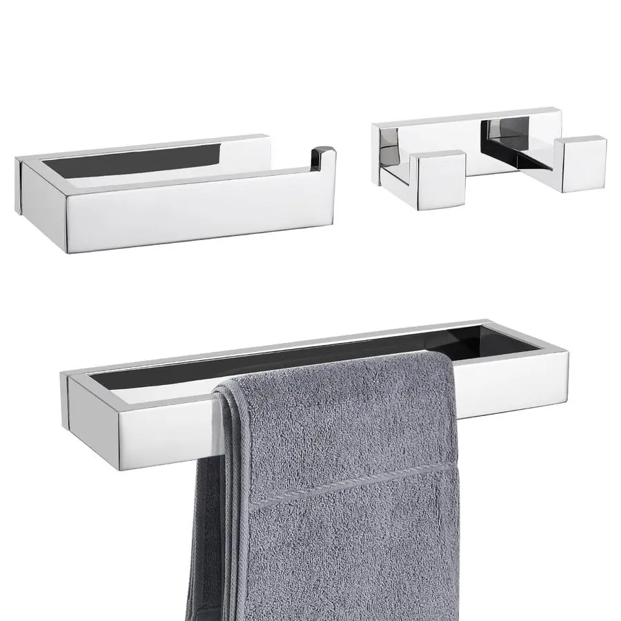 

Pieces Polished Chrome Bathroom Hardware Accessories Set,SUS304 Stainless Steel Towel Holder Set Towel Holder Robe Hook Toilet P