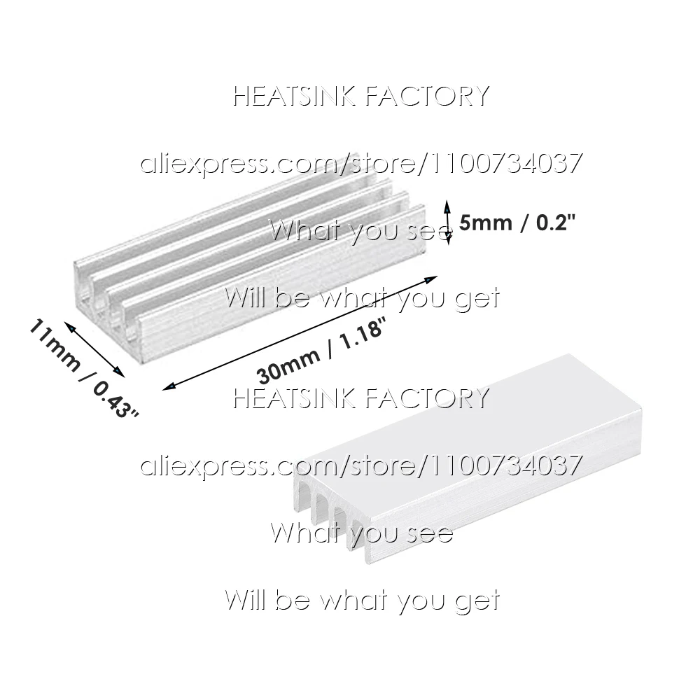 No Tape / With Thermal Tape, 30x11x5mm Aluminum Radiator Heatsink Cooler for DIP VGA VRAM RAM