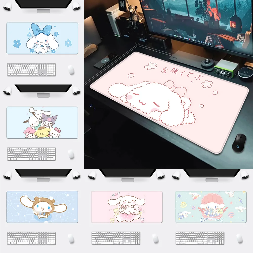 Cute Cinnamoroll Mousepad HD Printing Computer Gamers Locking Edge Non-slip Mouse Pad XXL90x40cm Keyboard PC Desk Pad