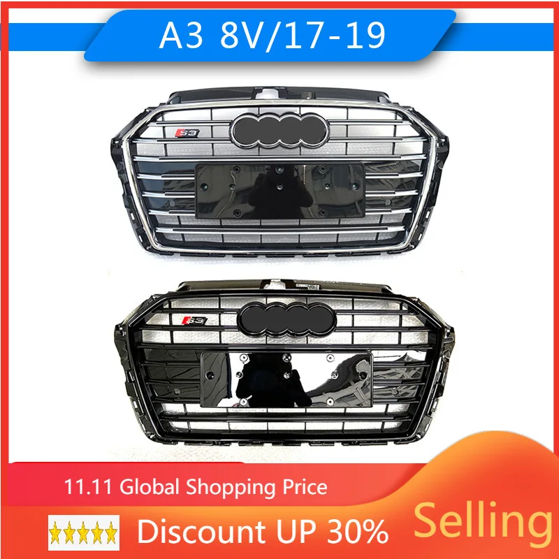 Car Front Bumper Grille Grill For 2017-2019 Audi A3 8V upgrade Refit S3 auto Racing grills