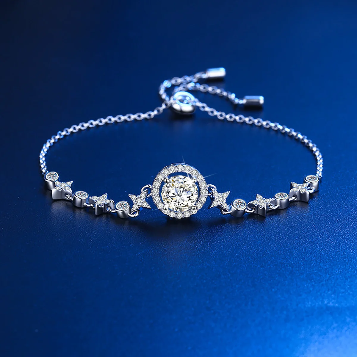 

SDOOU 925 Sterling Silver 0.5ct-2ct Moissanite Star Bracelet Everyday Wear Anniversary/Thanks giving /Christmas Day Gift for Her