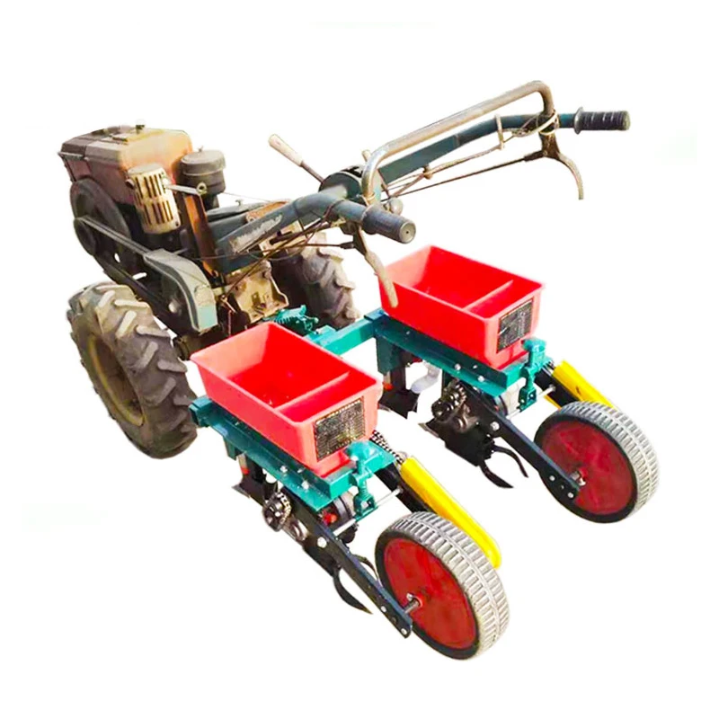 

Farm walking tractor corn planter 2 row 3 mini walk behind machine wheat bean corn seeder no tillage with fertilizer application