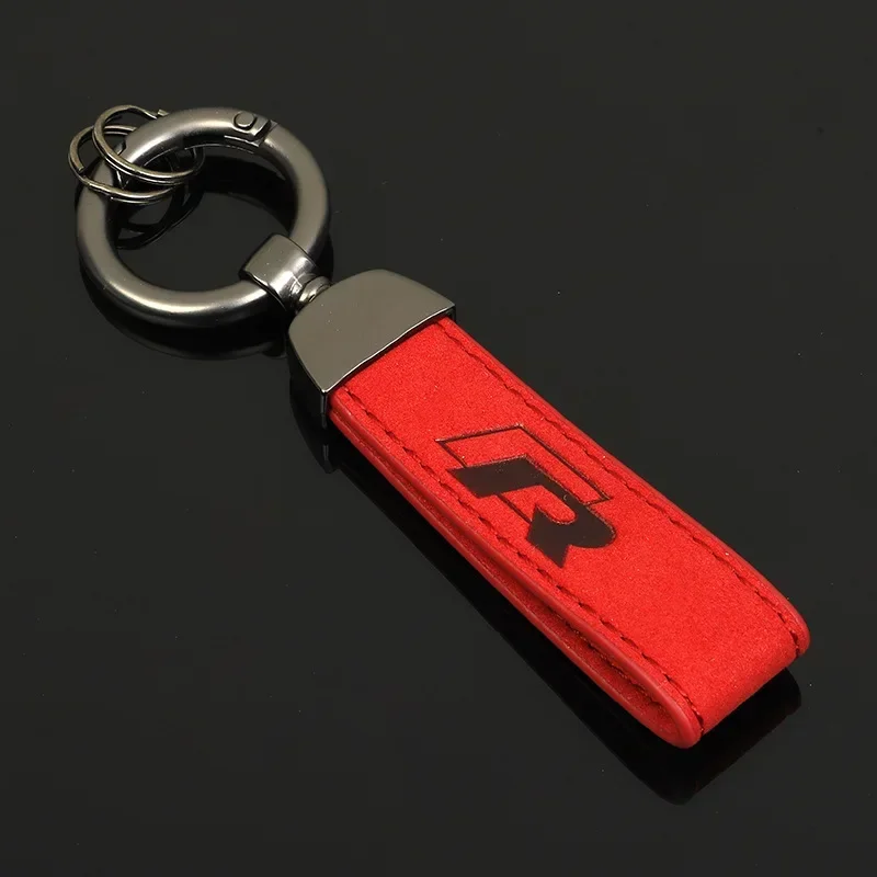 Leather Car Keychain Key Chain Rings Rline R line Logo Metal Leather for for VW Volkswagen Golf Polo Passat Touran Jetta