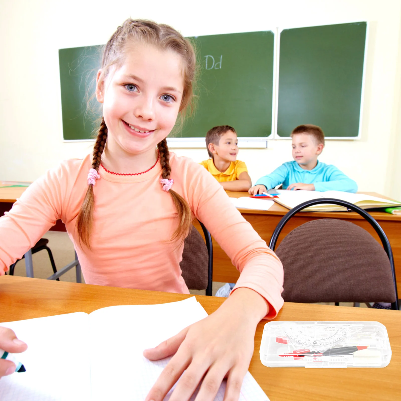 1 مجموعة المعادن البلاستيك البوصلة حاكم مجموعة أدوات للطلاب الرياضيات الهندسة أدوات التصميم الصيني دائرة رسم البوصلات طالب حاكم #5