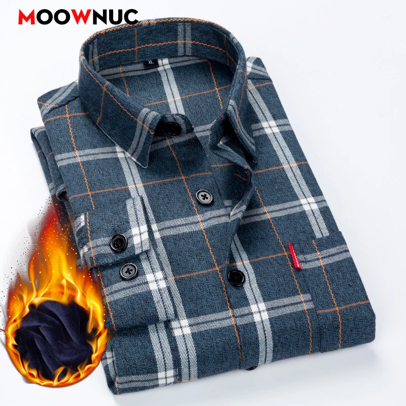 Men's Streetwear Long Sleeve Shirt Men Casual Shirt Winter Camisas Mens Clothing Blouse Spring Autumn Streetdress Thick Hombre