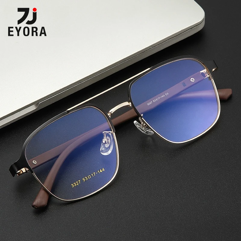 

EYORA Vintage Double-bar Frog Mirror Reading Glasses Anti Blue Light Myopia and Hyperopia Photochromic Prescription Eyewear Lens
