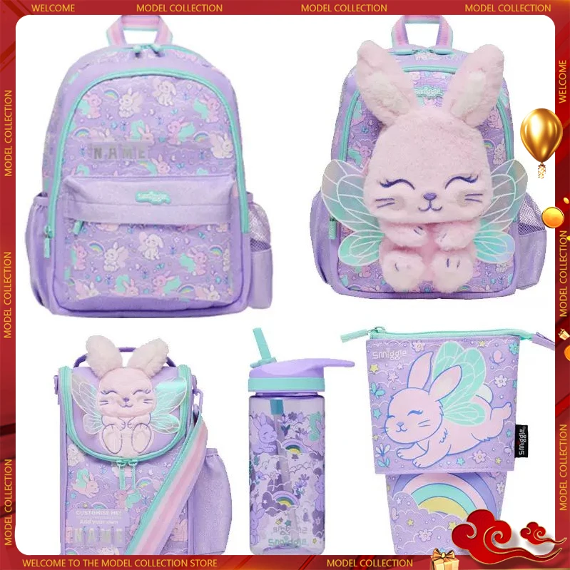 Australia Smiggle Purple Angel Rabbit Tornister Plecak z kreskówek dla uczniów szkół podstawowych Niższy plecak rekreacyjny na świeżym powietrzu