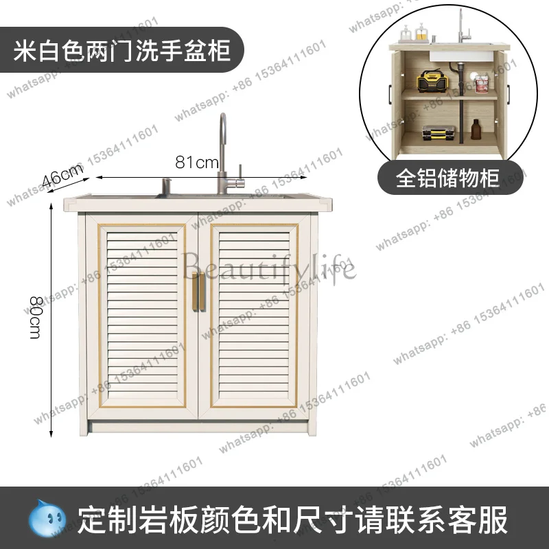 All Aluminum Alloy Outdoor with Stone Plate Drop-in Sink Storage and Storage Cabinet Courtyard Sun Protection Sink