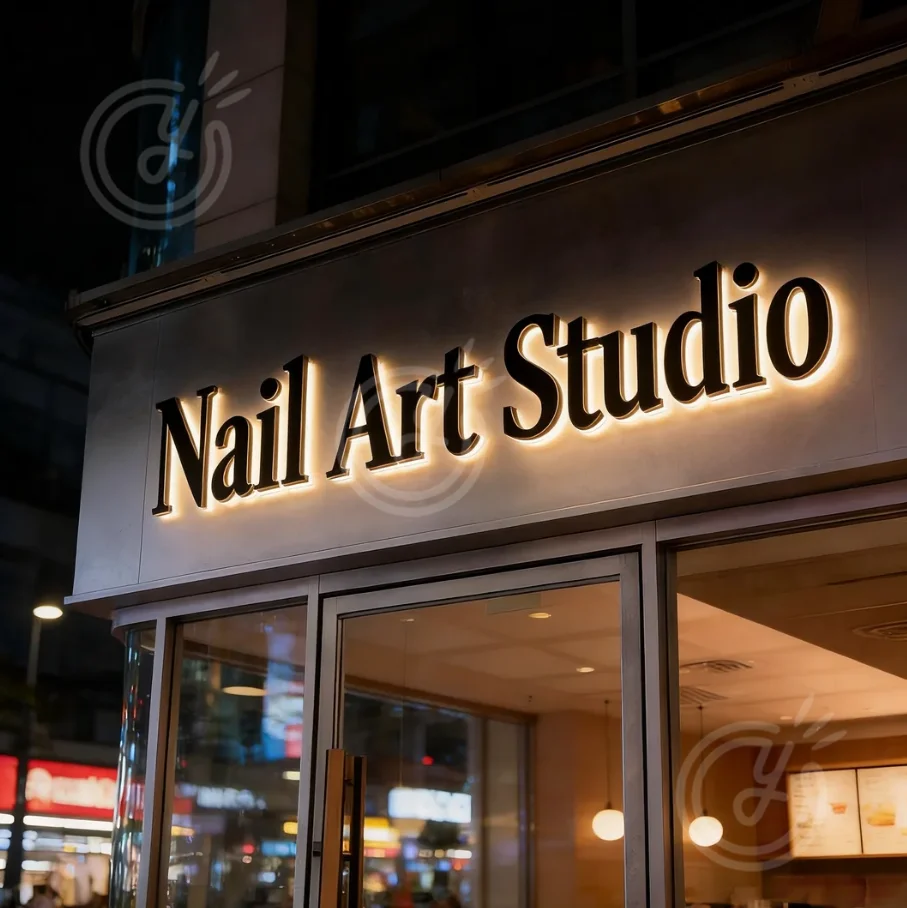 Nail Art Studio Sign Custom 3D Metal Backlit Letter Sign Business Lobby Signage Storefront Advertising LED Illuminated Wall Logo