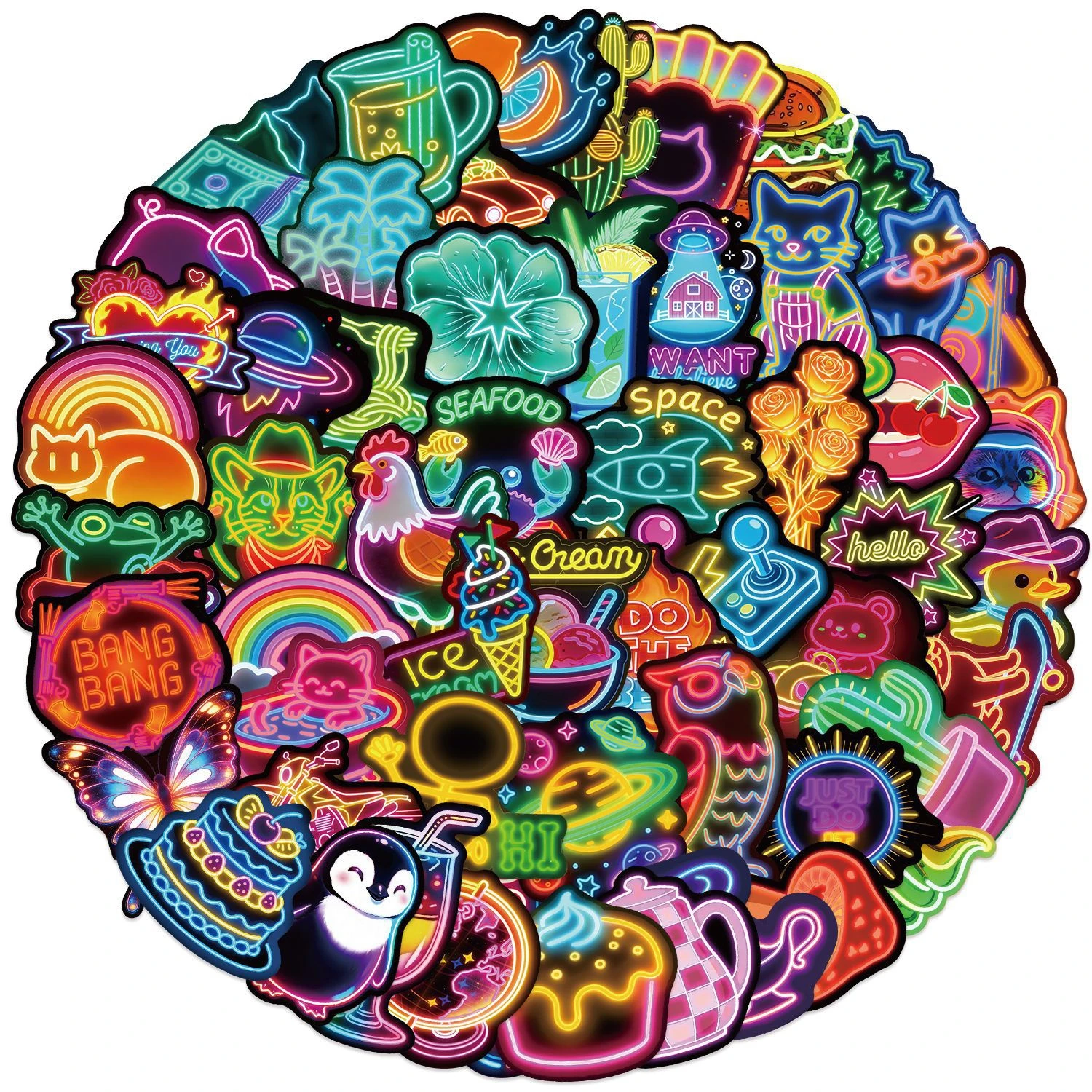 adesivos-de-desenho-animado-neon-para-skate-10-30-60-pecas-para-mala-laptop-bagagem-geladeira-telefone-carro-decoracao-diy-pegatina-﻿