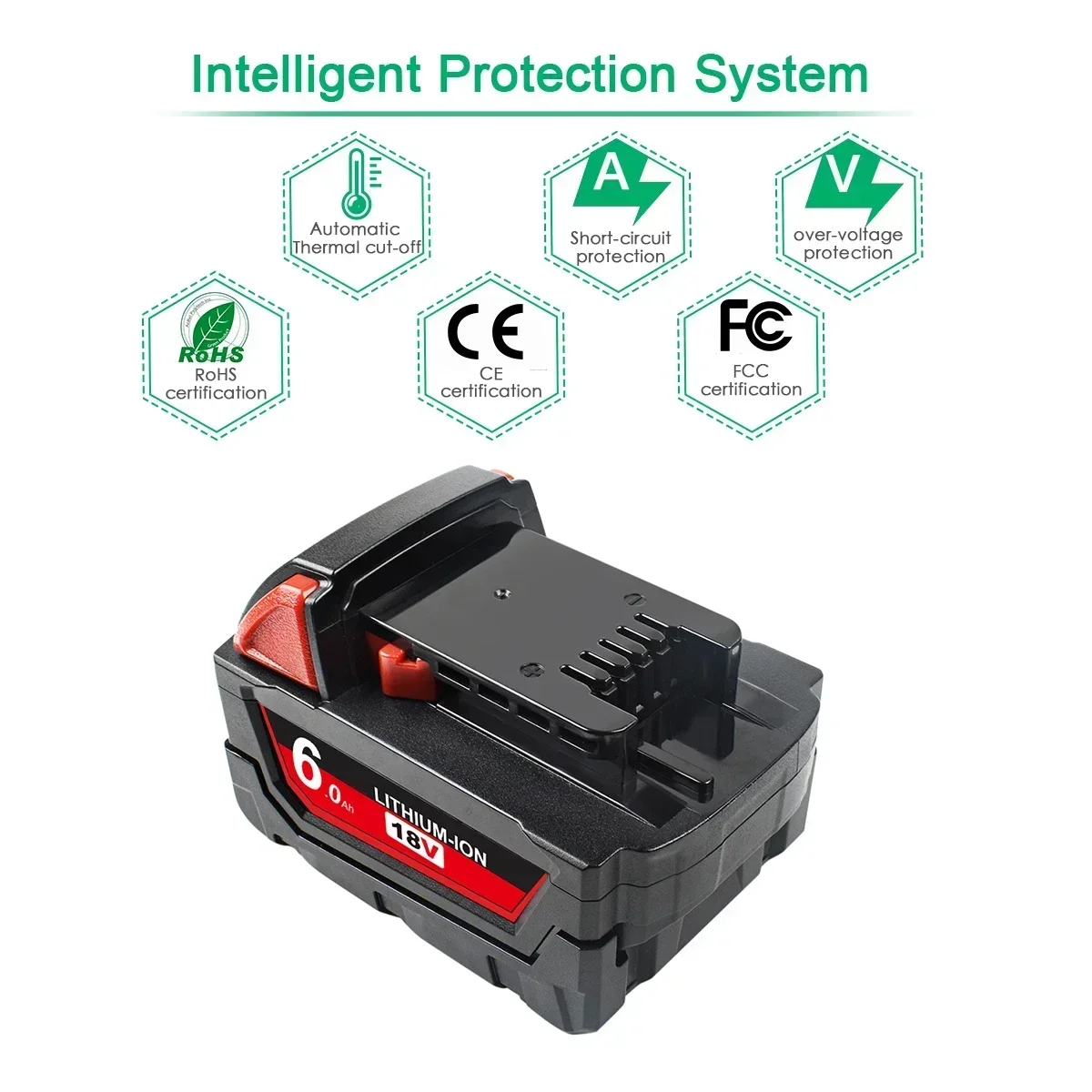 2x 6.0Ah 18V Power Tool Battery for Milwaukee M18 48-11-1815 48-11-1850 2604-22 2604-20 2708-22 2607-22 48-11-1828