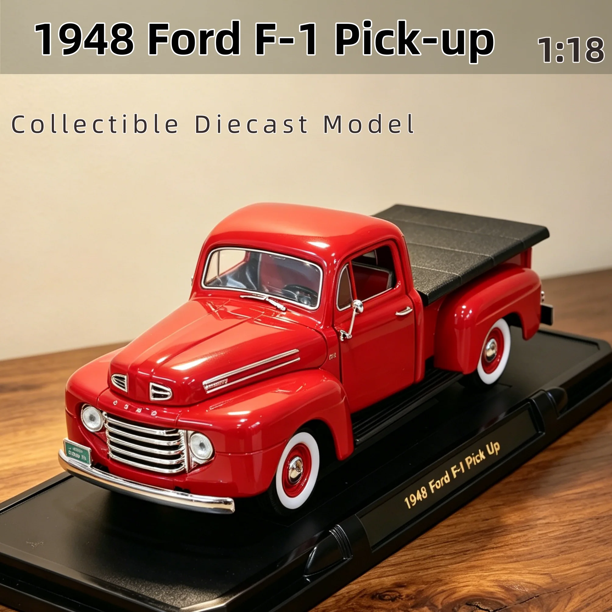 

1:18 Scale 1948 ford f-1pick up Car Model Alloy Static Diecast Vehicle Metal Adult Toy Souvenir Collection Gifts