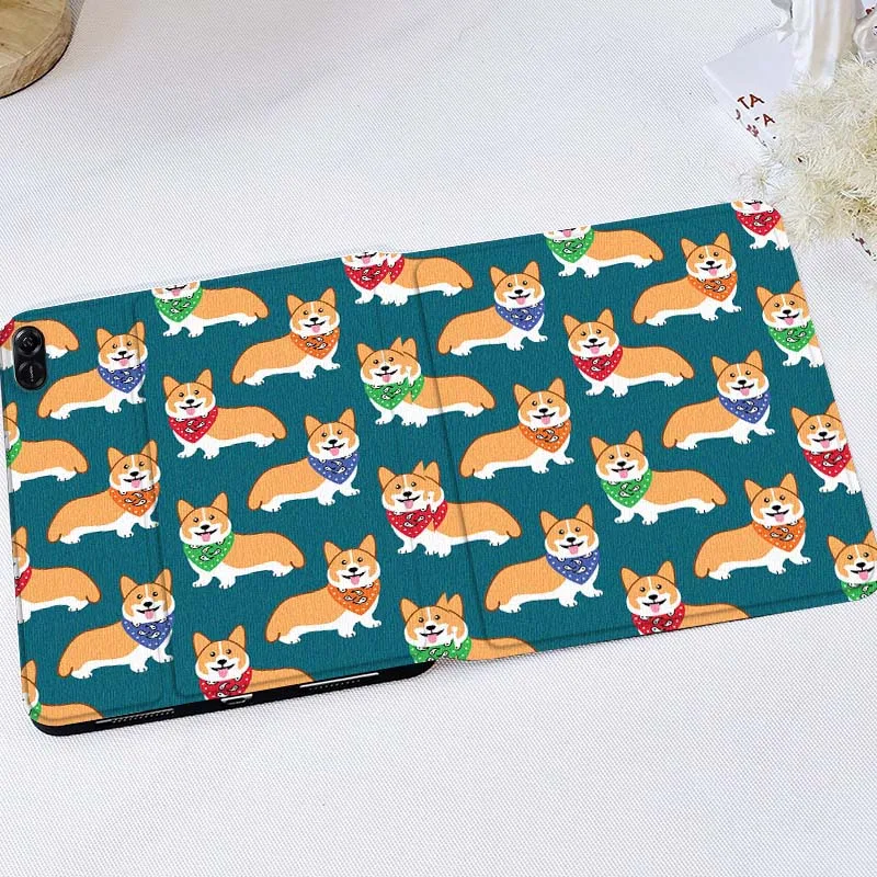

Cartoon Corgi Bandana Pattern For Huawei MatePad M5 T5 SE 11 Pro Honor Tab 5 V7 V8 X9 GT 10.1 10.8 Inch Tablet Case
