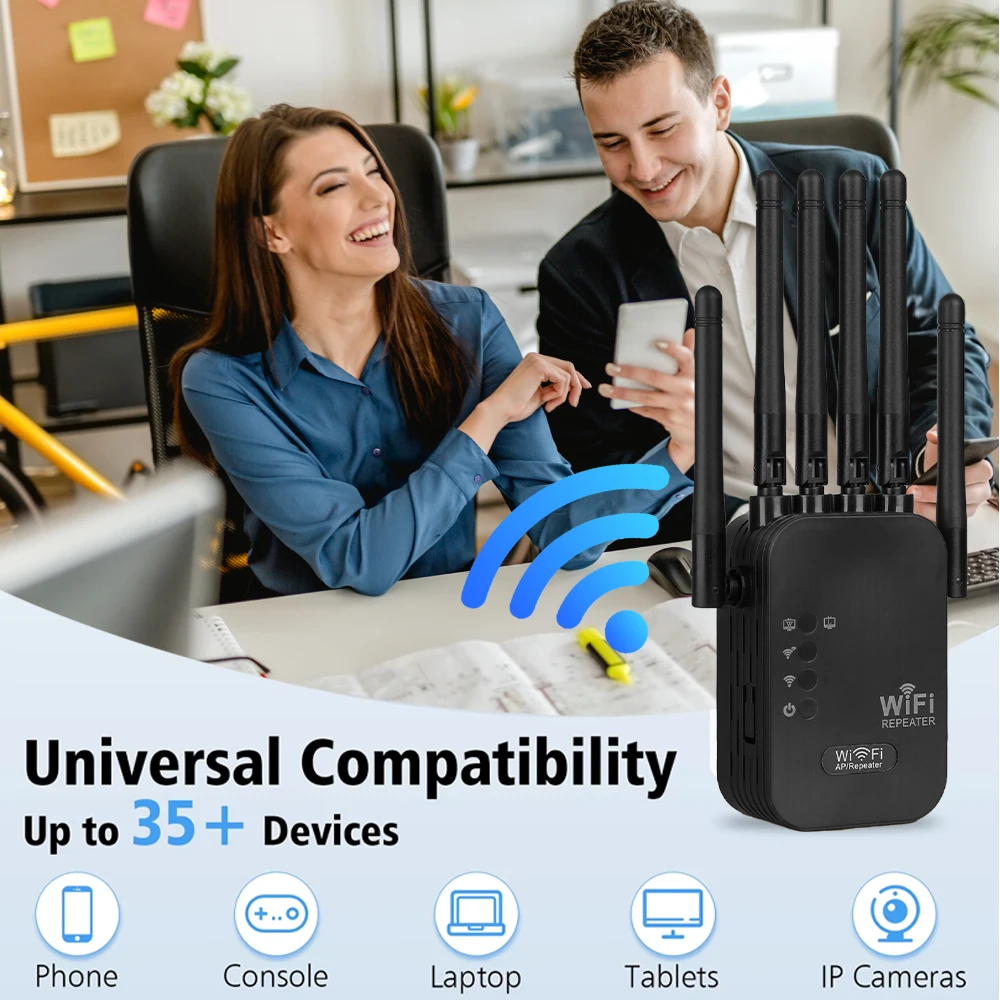 Magecam 2.4G/5GHz WiFi エクステンダーワイヤレスデュアルバンド WiFi リピーター 1200Mbps 信号アンプエクステンダールーター家庭用ロングネットワーク