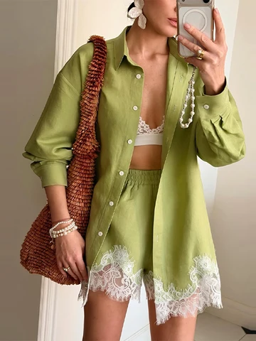 Женский костюм из полиэстера  Lace Patchwork весна 2026